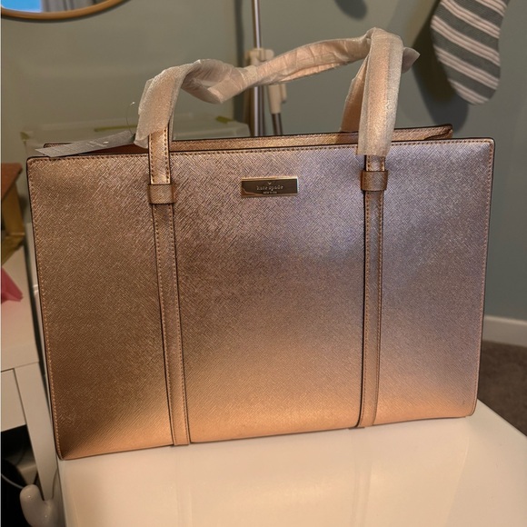 Kate Spade Kenzie Limited Edition Large Metallic Rose Gold Tote - NEW with tags - Picture 6 of 9